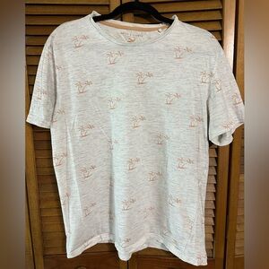 Denim & Flower Men's White and Orange Palm Tee Size L